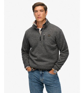 Superdry para hombre. M2014257A Jersey Storm Fleece Half Zip gris oscuro (XL), Casual, Poliéster