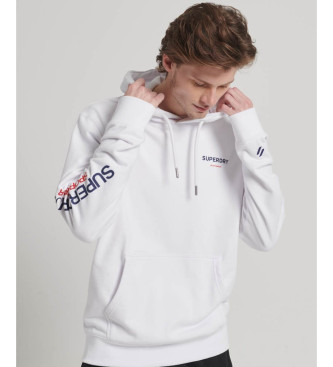 Superdry para hombre. M2013090A Sudadera suelta con capucha y logotipo Sportswear blanco (M), Casual, Deportivo, Algodón