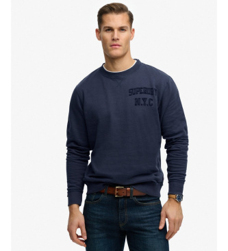 Superdry para hombre. M2014382A Sudadera Vintage Athletic Tonal marino (L), Casual, Algodón