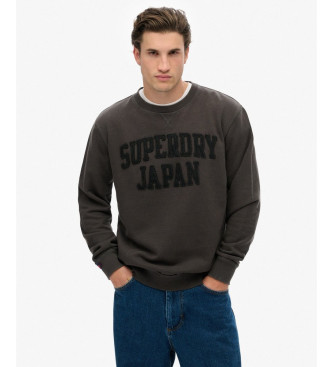 Superdry para hombre. M2014382A Sudadera Vintage Athletic Tonal negro (XL), Casual, Algodón, Manga larga