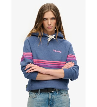 Superdry para mujer. W2011964A Sudadera Rainbow a rayas con capucha azul (M), Casual, Algodón