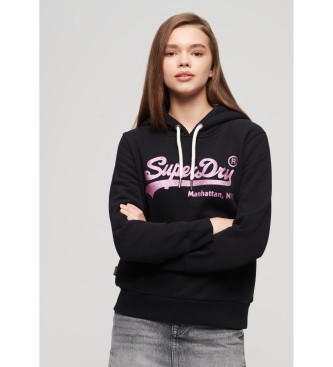 Superdry - pour femme. sweatshirt avec bordure et logo vintage logo noir