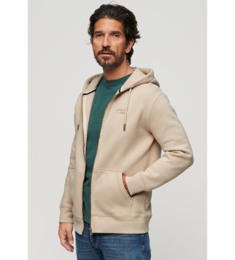 Superdry para hombre. M2013116B Sudadera con capucha, cremallera y logo Essential beige (XXL), Casual, Algodón, Manga larga