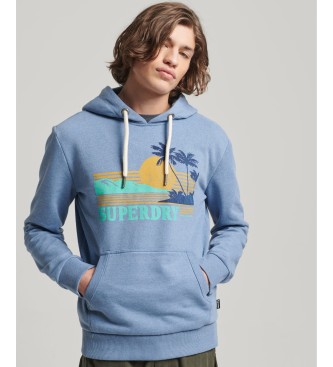 Superdry para hombre. M2012281A Sudadera con capucha Great Outdoors azul (L), Casual, Algodón, Manga larga