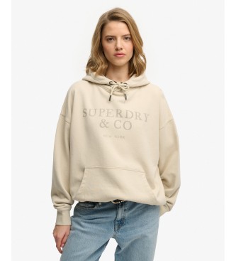 Superdry Sudadera con capucha Luxe Casual Relaxed beige