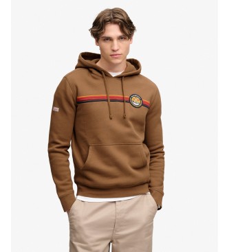 Superdry Sudadera con capucha Outdoors Stripe Logo marrón