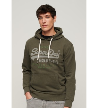 Superdry para hombre. M2013565A Sudadera logo clásico Vintage Heritage verde (M), Casual, Manga larga, Sostenible, Algodón Reciclado