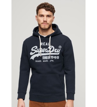 Superdry Sudadera con capucha y logo Vintage marino