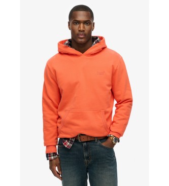 Superdry para hombre. M2014168A Sudadera con capucha y logotipo Essential coral (L), Casual, Algodón, Sostenible