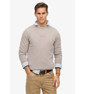 Superdry für Herren. M2014007A Sweatshirt mit Rundhalsausschnitt und beigem Mikrologo-Druck (M), Lässig, Baumwolle
