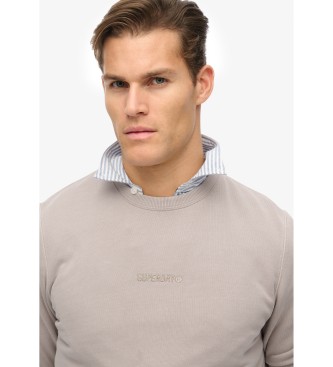 Superdry para hombre. M2014007A Sudadera con cuello redondo con micrologotipo beige (S), Casual, Algodón 2