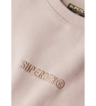 Superdry para hombre. M2014007A Sudadera con cuello redondo con micrologotipo beige (S), Casual, Algodón 4