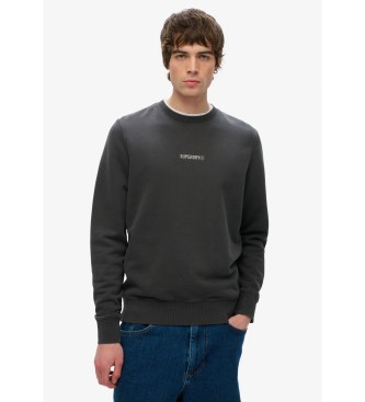 Superdry für Herren. M2014007A Sweatshirt mit Rundhalsausschnitt und schwarzem Mikro-Logo-Print (L), Lässig, Baumwolle