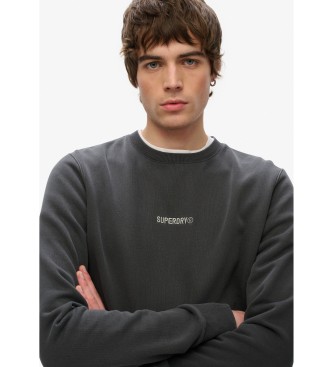 Superdry para hombre. M2014007A Sudadera con cuello redondo con micrologotipo negro (M), Casual, Algodón 2