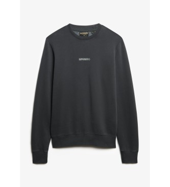 Superdry para hombre. M2014007A Sudadera con cuello redondo con micrologotipo negro (M), Casual, Algodón 4
