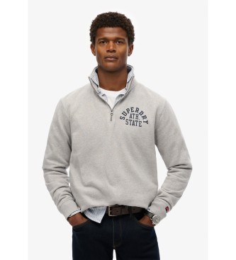 Superdry für Herren. M2014089A Athletic Essentials Sweatshirt mit halbem Reißverschluss grau (M), Lässig, Baumwolle