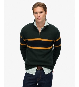 Superdry Jersey con media cremallera Stripe verde