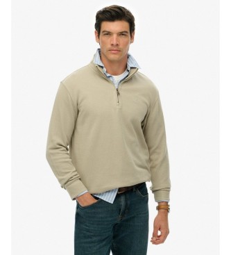 Superdry Sudadera con media cremallera RIB beige