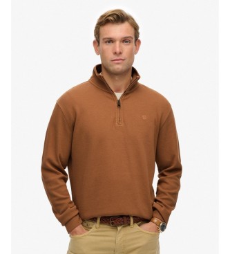Superdry Sudadera con media cremallera RIB marrón