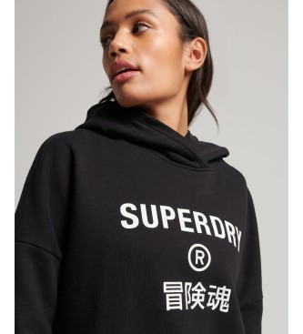 Superdry para mujer. W2011829A Sudadera Core Sport corta de corte cuadrado con capucha negro (S), Casual, Algodón, Manga larga 2