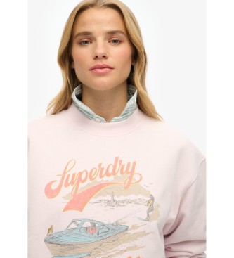 Superdry para mujer. W2012247A Sudadera de corte holgado con cuello redondo y gráfico Souvenir rosa (S), Casual, Algodón 2