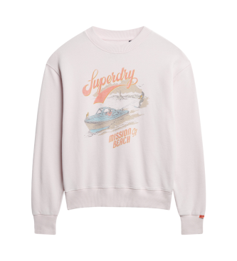 Superdry para mujer. W2012247A Sudadera de corte holgado con cuello redondo y gráfico Souvenir rosa (S), Casual, Algodón 4