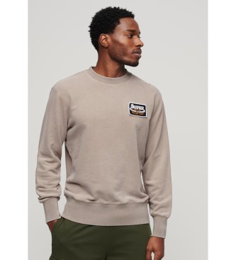 Superdry para hombre. M2013682A Sudadera de corte holgado Mechanic marrón (XL), Casual, Algodón, Manga larga