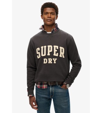 Superdry para hombre. M2014012A Sudadera Vintage Athletic negro (L), Casual, Algodón, Manga larga