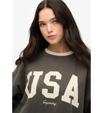 Superdry para mujer. W2012443A Sudadera de cuello redondo y corte holgado Athletic Essentials gris oscuro (S), Casual, Algodón 2