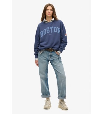 Superdry para mujer. W2012443A Sudadera de cuello redondo y corte holgado Athletic Essentials marino (S), Casual, Algodón 3