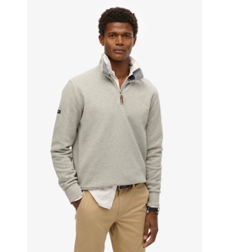 Superdry für Herren. M2014078A Pikee-Sweatshirt mit halbem Reißverschluss Core grey (S), Lässig, Grau, Baumwolle