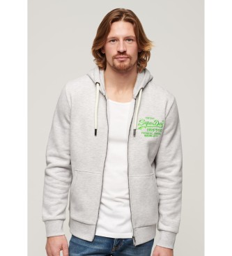 Superdry para hombre. M2013581A Sudadera flúor con logotipo Vintage Logo gris (S), Casual, Algodón, Manga larga