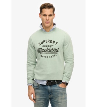 Superdry para hombre. M2014110A Sudadera lavada Vintage verde (S), Casual, Algodón