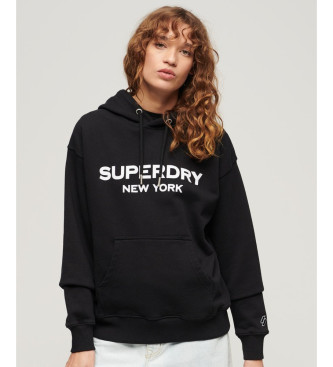 Superdry para mujer. W2012066A Sudadera suelta Sport Luxe negro (M), Casual, Algodón, Manga larga