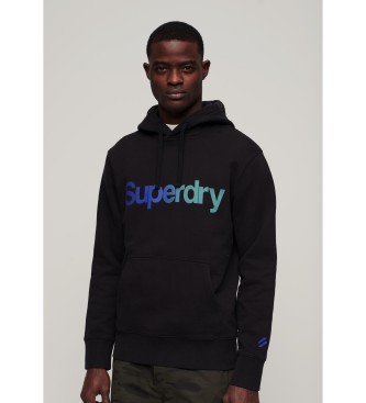 Superdry para hombre. M2013517A Sudadera suelta con capucha y logotipo Core negro (M), Casual, Algodón, Manga larga