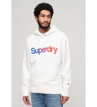 Superdry para hombre. M2013517A Sudadera suelta con capucha y logotipo Core blanco (M), Casual, Algodón, Manga larga