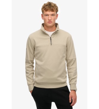 Superdry für Herren. M2013961A Tech taupefarbenes Sweatshirt mit halbem Reißverschluss (L), Lässig, Baumwolle