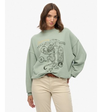 Superdry Sudadera Tokyo Narrative Oversized verde