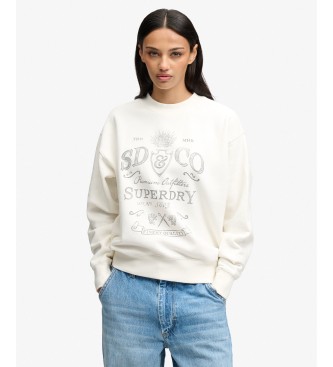 Superdry Sudadera Vintage Workwear blanco crema