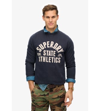 Superdry für Herren. M2014090A Athletic Essentials Marinefarbenes Sweatshirt mit Rundhalsausschnitt (XL), Lässig, Baumwolle