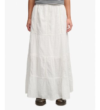 Superdry Falda Tiered Maxi blanco roto