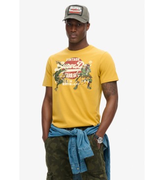 Superdry para hombre. M1011990A Camiseta Tokyo Vl Graphic amarillo (L), Casual, Algodón, Manga corta