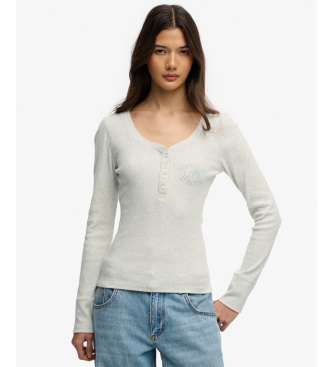 Superdry para mujer. W6012276A Camiseta Athletic gris (L), Casual, Algodón, Manga larga