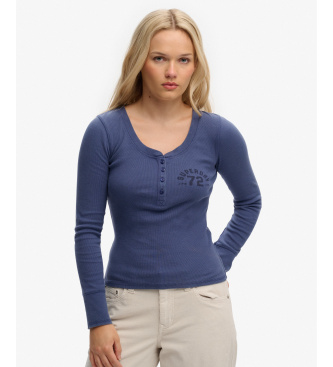 Superdry para mujer. W6012276A Camiseta Athletic marino (S), Casual, Algodón, Manga larga