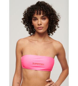 Superdry para mujer. W3010388A Top de bikini bandeau con logotipo rosa (XS), Beachwear, Poliéster Reciclado, Sostenible 3