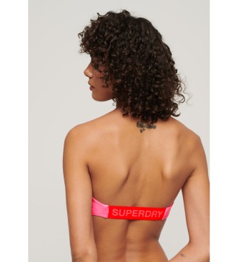 Superdry para mujer. W3010388A Top de bikini bandeau con logotipo rosa (XS), Beachwear, Poliéster Reciclado, Sostenible 4