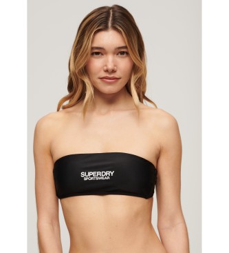 Superdry para mujer. W3010388A Top de bikini bandeau con logotipo negro (L), Beachwear, Poliéster Reciclado, Sostenible 3