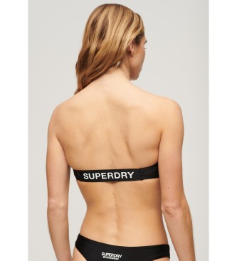 Superdry para mujer. W3010388A Top de bikini bandeau con logotipo negro (L), Beachwear, Poliéster Reciclado, Sostenible 4