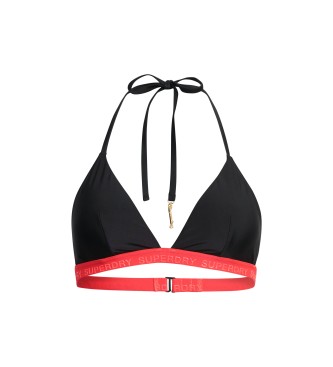 Superdry para mujer. W3010394A Top de bikini elástico de triángulos negro (XL), Beachwear, Poliéster Reciclado, Sostenible