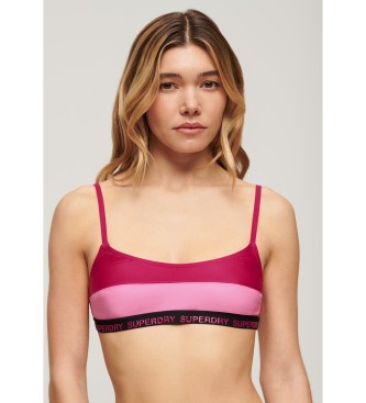 Superdry para mujer. W3010396A Top de bikini elástico tipo bralette rosa (S), Beachwear, Poliéster Reciclado, Sostenible 3